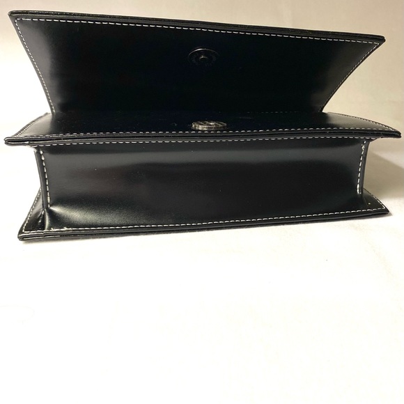 MP by MARTA PONTI Structured Black Leather Mini Handbag Cocktail Formal Baguette - Picture 8 of 16